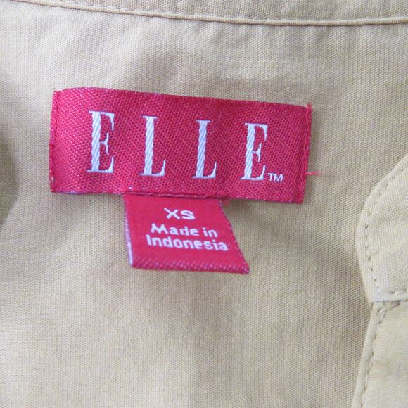 Y2k Elle Mustard Yellow Ruffle Button Down Blouse XS Twee Retro Glam - Picture 3 of 6